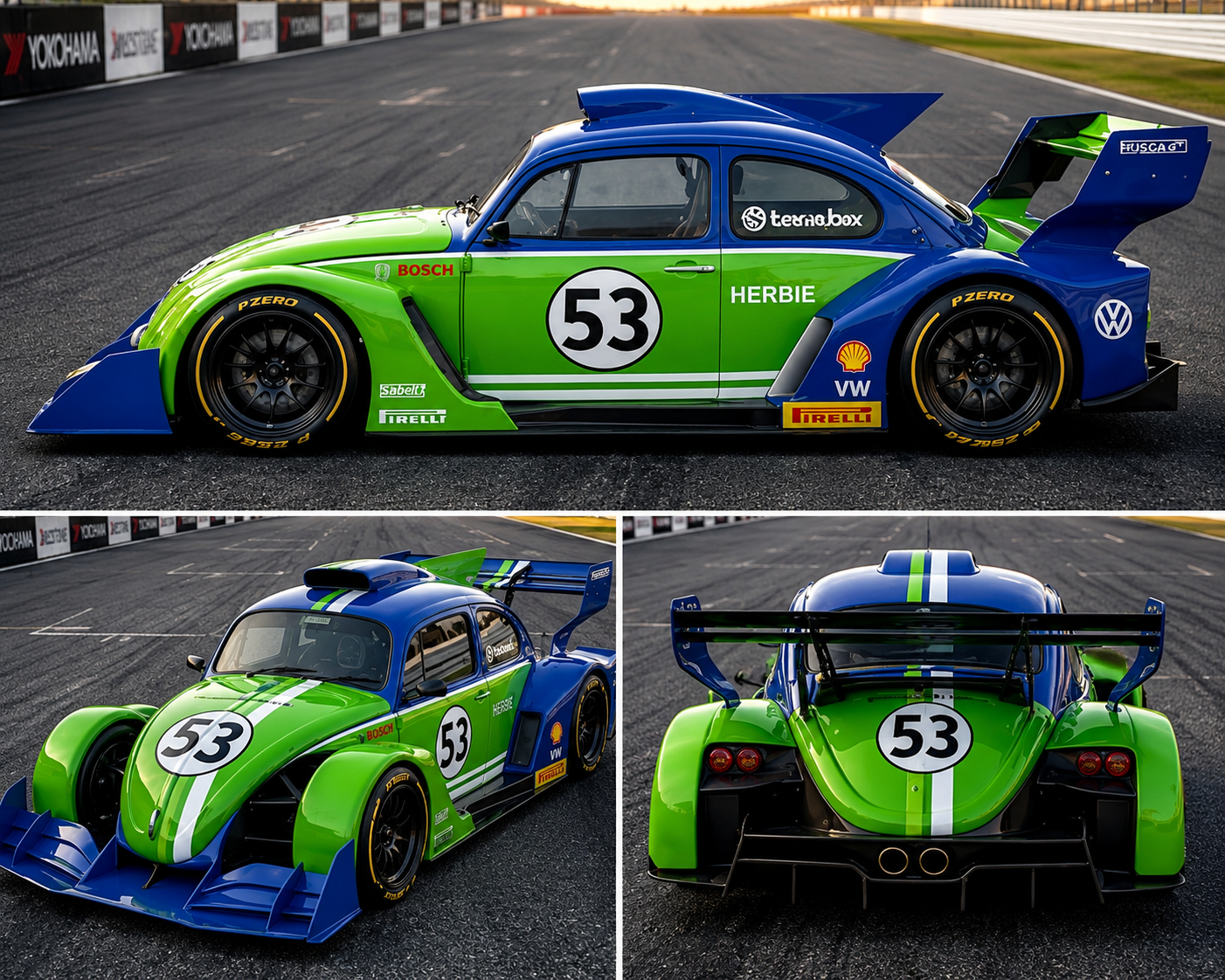 Fusca GT na cor Verde Azul - Modelo Classic Racing